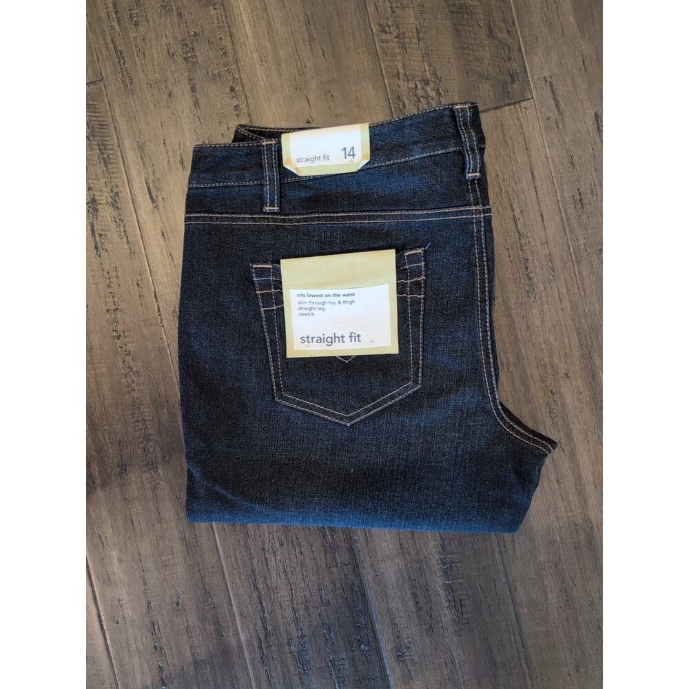 NWT Ann Taylor Loft Straight Fit Jeans, Dark Blue Wash, Size 14